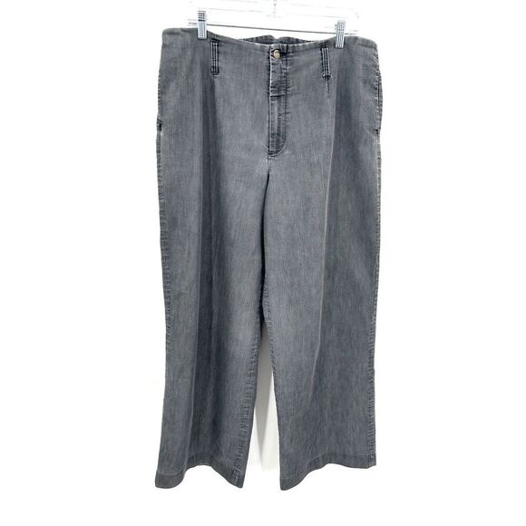 J. PETERMAN Womens Gray Wash Wide Leg High Rise Cotton Blend Denim Jeans Size 18 - Picture 1 of 6